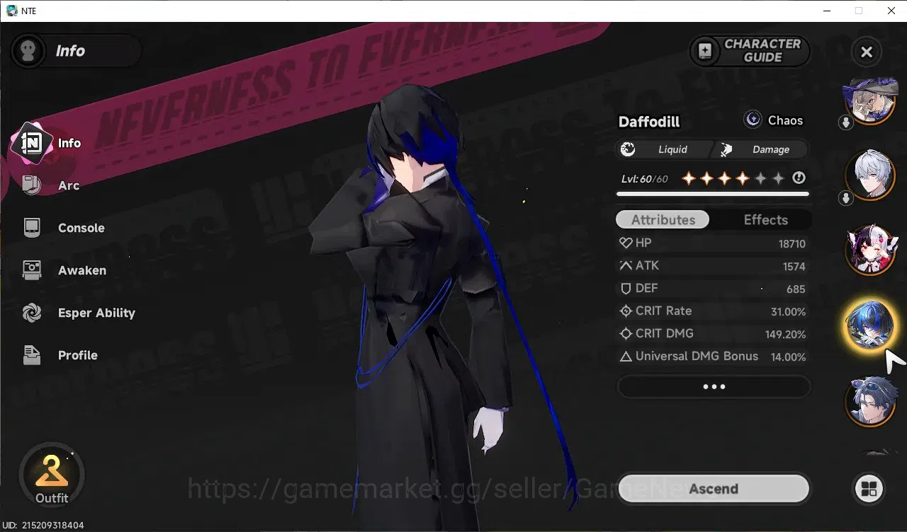 Neverness to Everness Accounts GLOBAL SEA|HL 45|TL 29|10 SSR+4 Limited([Lacrimosa image 5