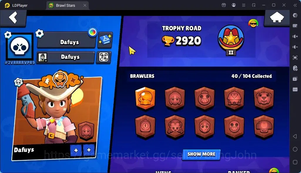 Brawl Stars Accounts Global |Trophy 2920 | Brawler 40 |2 Max Hypercharge| Skins1 Legendary 1 Mythic,9 Epic| Bling 2