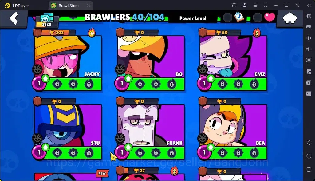 Brawl Stars Accounts Global |Trophy 2920 | Brawler 40 |2 Max Hypercharge| Skins1 Legendary 1 Mythic,9 Epic| Bling 9
