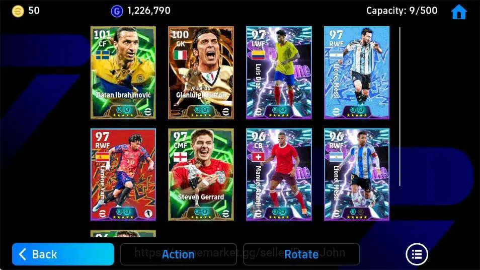 eFootball Accounts Legends & Iconic Players Mobile|PW 3149|Gianluigi Buffon BigT,Zlatan Ibrahimovic Epic,Steven Gerrard 3