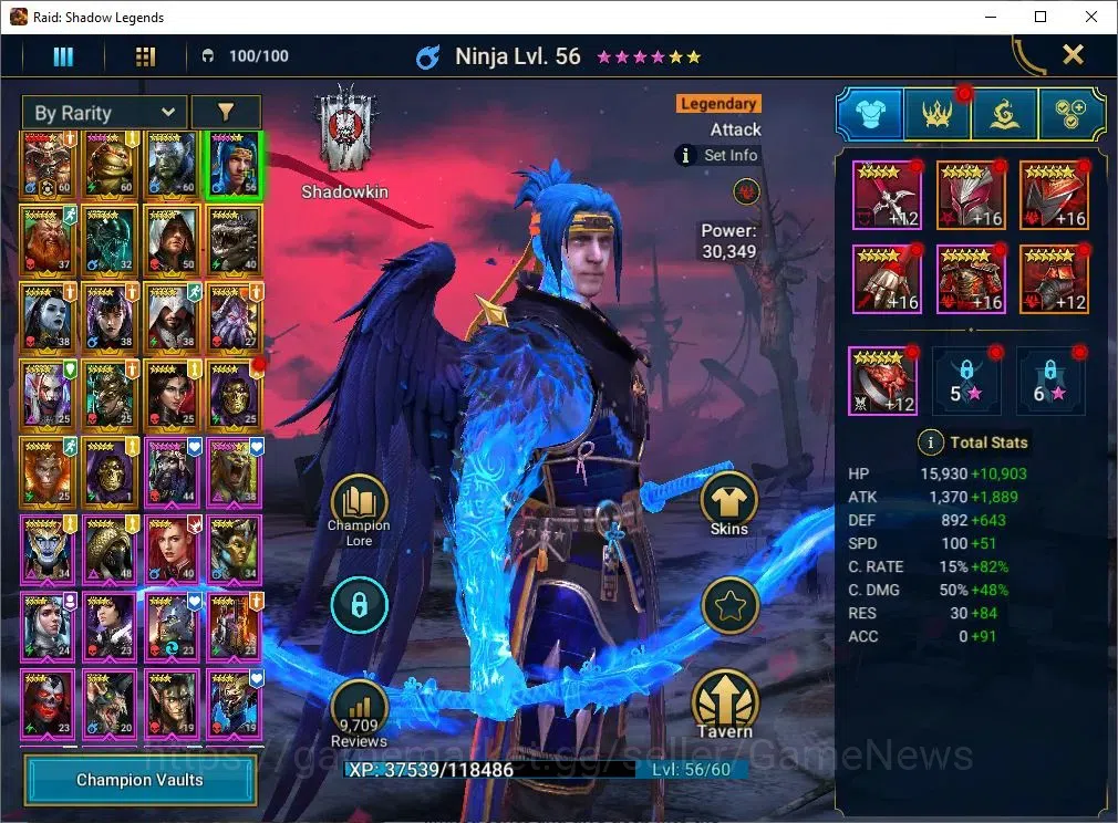 Raid: Shadow Legends Accounts Mid-Game Lv 47|786K Power|1 Mythic[Jintoro]+20 Legend(Ninja,Artax,2 4