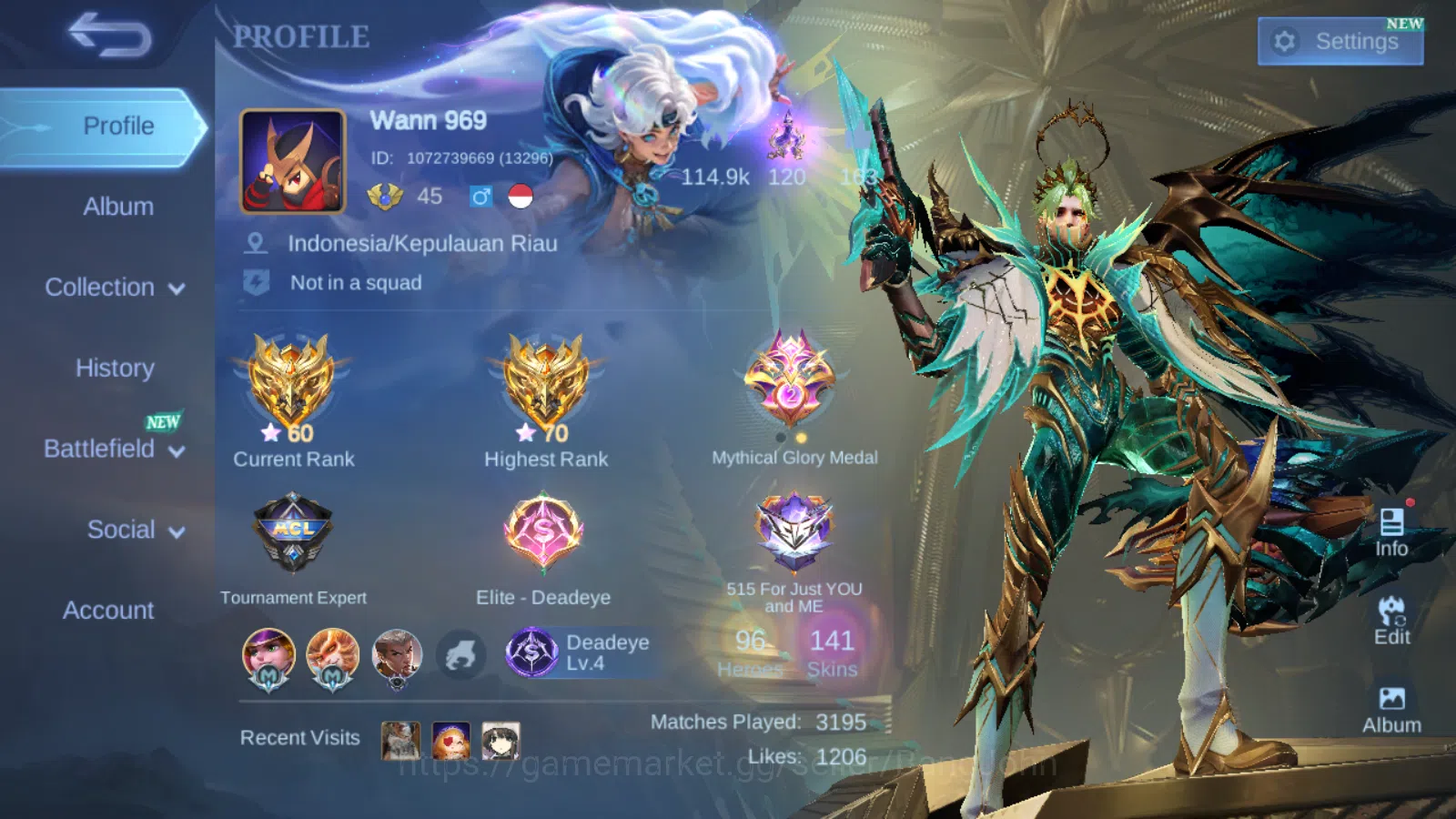 Hero 94 | skin 141 prime granger | luckybox lancelot | cc natalia | epic gatotkaca | saint seiya badang silver | ML726B Mobile Legends: Bang Bang Others Hero 94 | skin 141 prime granger | luckybox lanc image 1