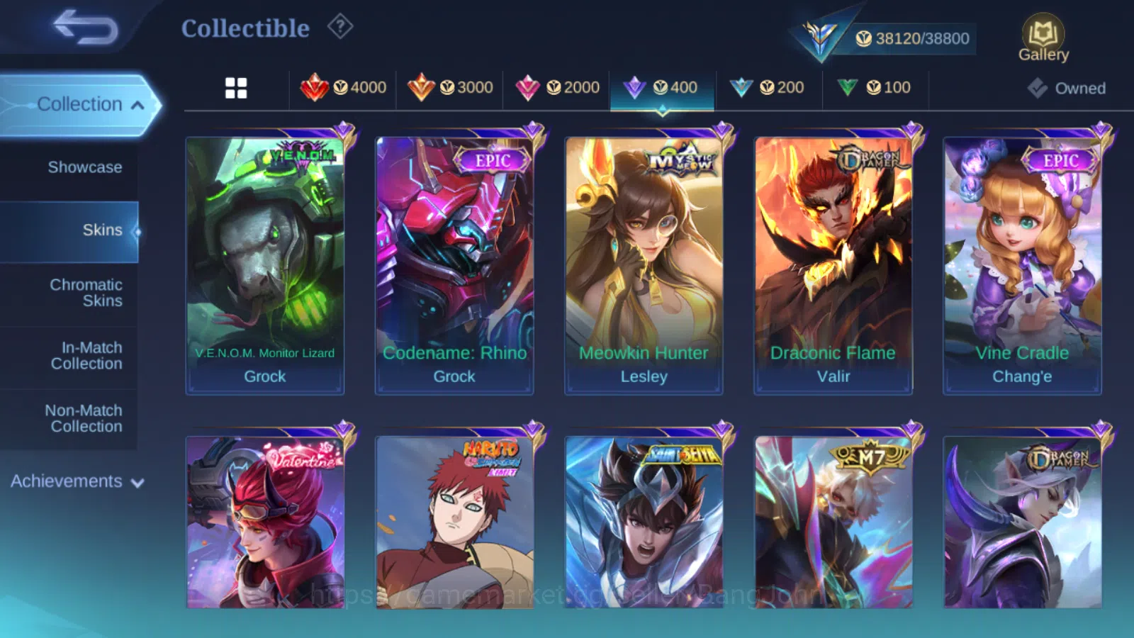 Mobile Legends: Bang Bang Accounts Others Hero 94 | skin 141  prime granger  | luckybox lancelot | cc natalia | epic 10
