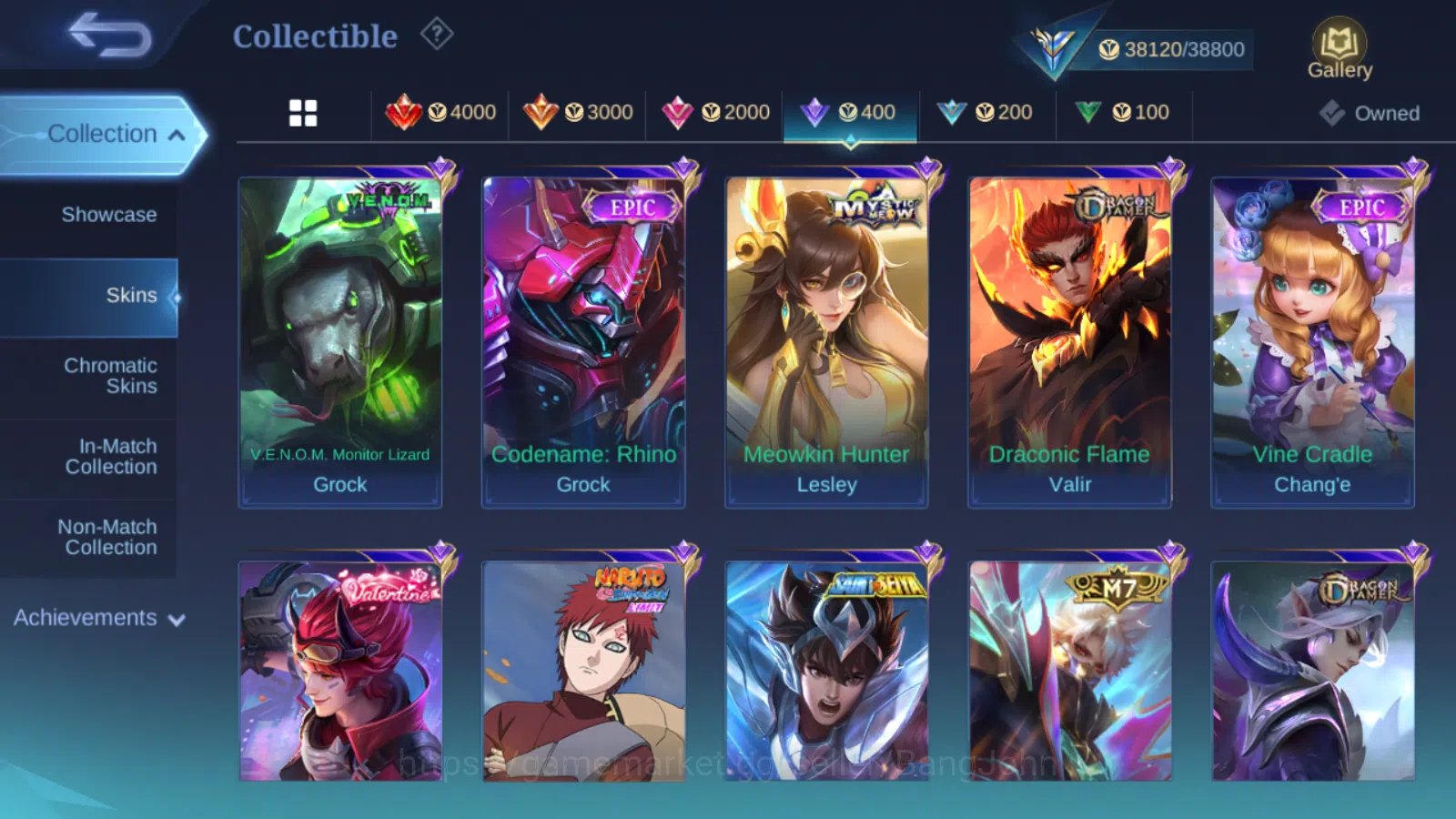 Mobile Legends: Bang Bang Accounts Others Hero 94 | skin 141  prime granger  | luckybox lancelot | cc natalia | epic 11