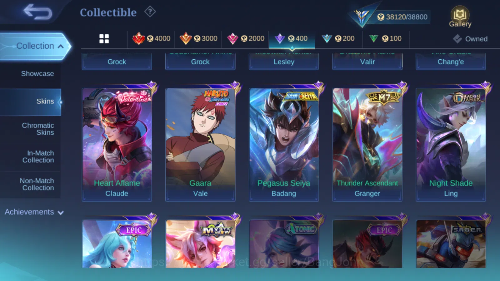 Mobile Legends: Bang Bang Accounts Others Hero 94 | skin 141  prime granger  | luckybox lancelot | cc natalia | epic 12