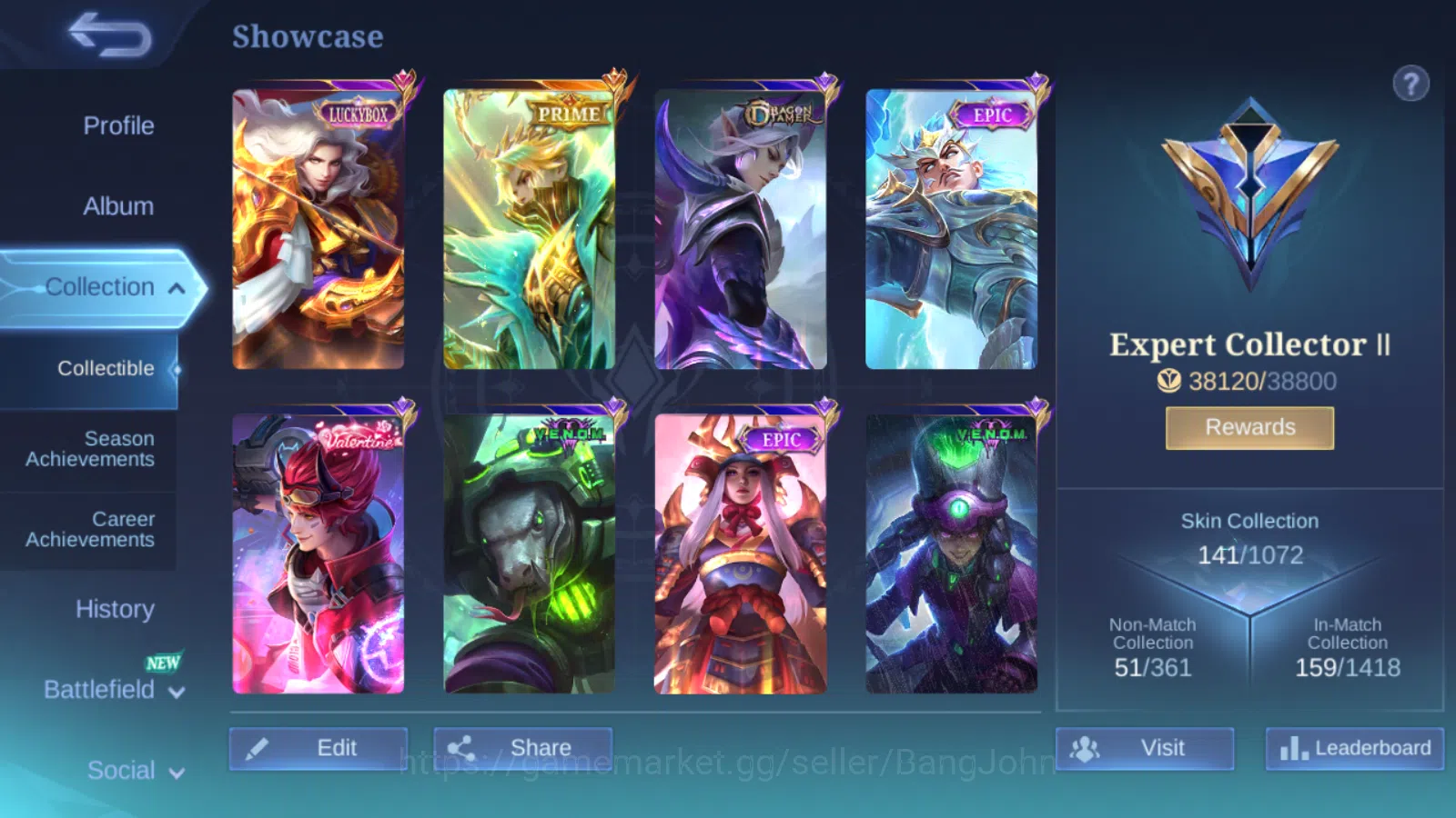 Mobile Legends: Bang Bang Accounts Others Hero 94 | skin 141  prime granger  | luckybox lancelot | cc natalia | epic 2