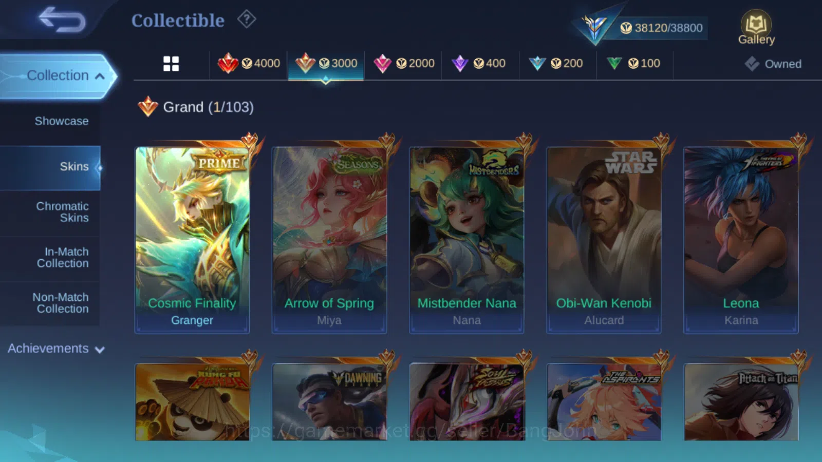 Mobile Legends: Bang Bang Accounts Others Hero 94 | skin 141  prime granger  | luckybox lancelot | cc natalia | epic 6