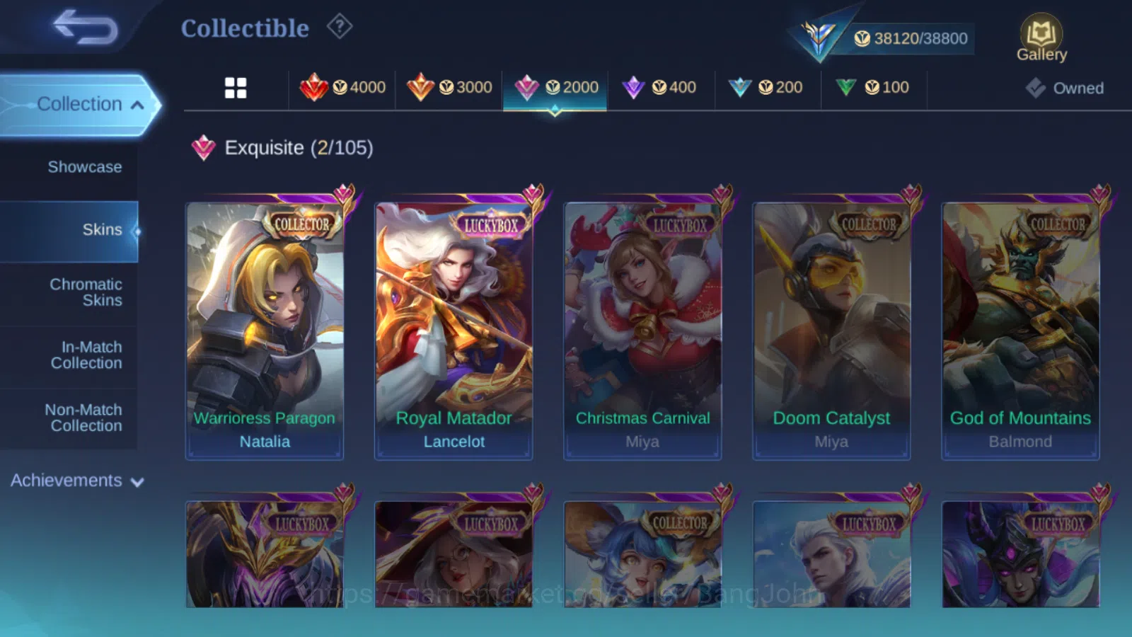 Mobile Legends: Bang Bang Accounts Others Hero 94 | skin 141  prime granger  | luckybox lancelot | cc natalia | epic 7