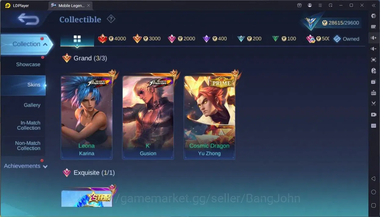 Mobile Legends: Bang Bang Accounts Collector Global|Hero 58|Skin 98|Expert|KOF Karina,GS|Prime YZ|5-STAR Gord|Spongebob 7