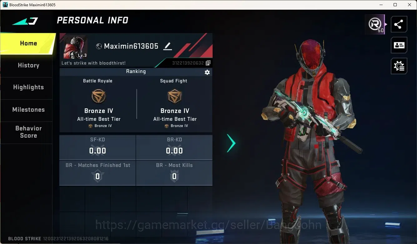 Blood Strike Accounts Others ASIA|1 Ultra Gun: Scar - Frostbeam|1 Epic Name-Changing Card|Check SS BS069B 1