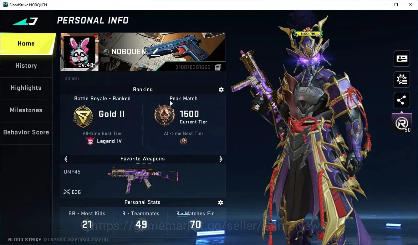 Blood Strike Accounts Collab Skin ASIA|ETERNAL Zero+COLLAB AOT M4A1-Colosus,KAG6,FAL|7 ULTRA[Ethan,SCAR,AR97,Etc]|LMT 2