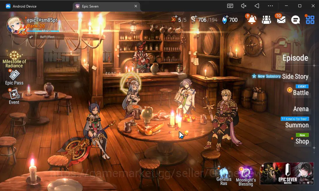 GLOBAL UnVerif|Starter|3 ML(Ambitious Tywin,Slyvan Sage Vivian,Apocalpyse Ravi)|Poh+Bless ON|2,7K Stigma|Stove|Check SS(ES3621) Epic Seven Starter GLOBAL UnVerif|Starter|3 ML(Ambitious Tywin,Slyvan image 1