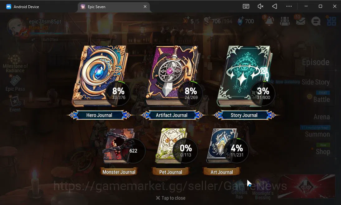 Epic Seven Accounts Starter GLOBAL UnVerif|Starter|3 ML(Ambitious Tywin,Slyvan Sage Vivian,Apocalpyse Ravi)|Poh+Bless 2