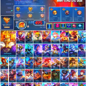 Mobile Legends: Bang Bang Collector #3842 495 Skins | Legend Jhonson & Franco | Collec image 1