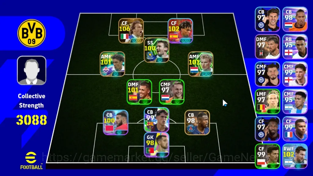 eFootball Accounts Others Android|Power 3088|Big Alessandro Del Piero|3 Epic Rui Costa,Dennis Bergkamp,Andriy Shevchenko|6 1