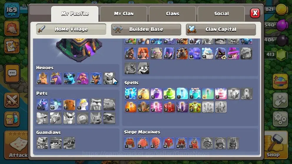 Clash of Clans Accounts High-End LV 169|TH14-BH 8|HH 8|Limited Skin|BK 57 AQ 60 GW 25 MP 27 RC 24 BM 6 BC 15|Free CN 3