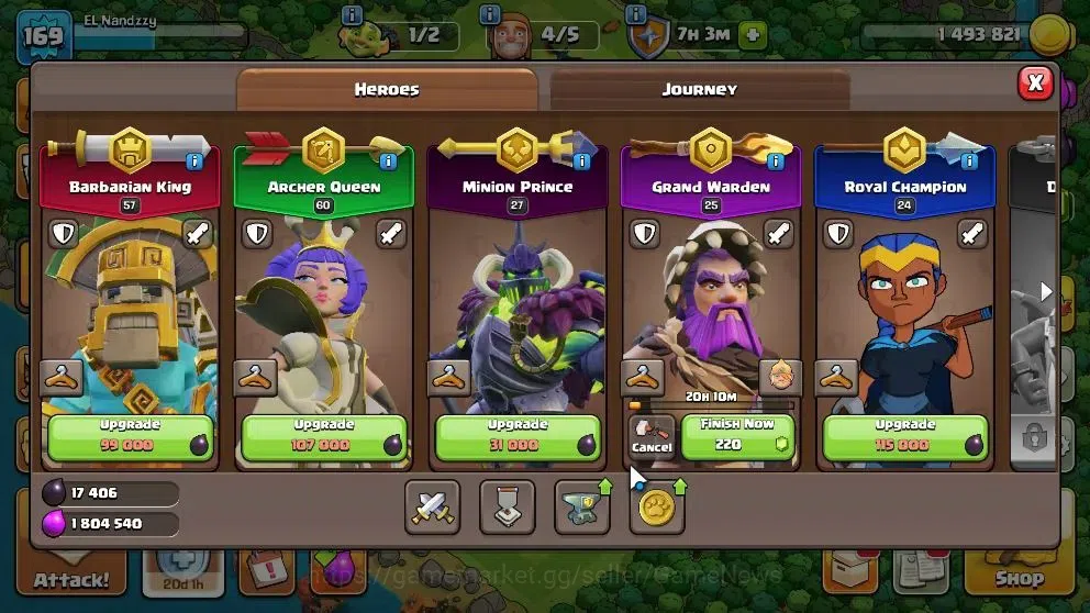 Clash of Clans Accounts High-End LV 169|TH14-BH 8|HH 8|Limited Skin|BK 57 AQ 60 GW 25 MP 27 RC 24 BM 6 BC 15|Free CN 7