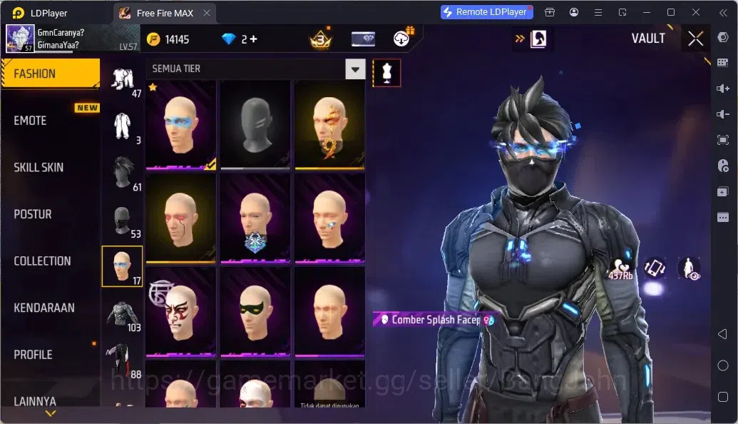 Free Fire Accounts Indonesia | 2 EVO (UMP Lv5, M1014 Lv6)| M1887- Aqua Burst| 2 Bunny Backpack | Naruto Bundle:Jiraiya 10