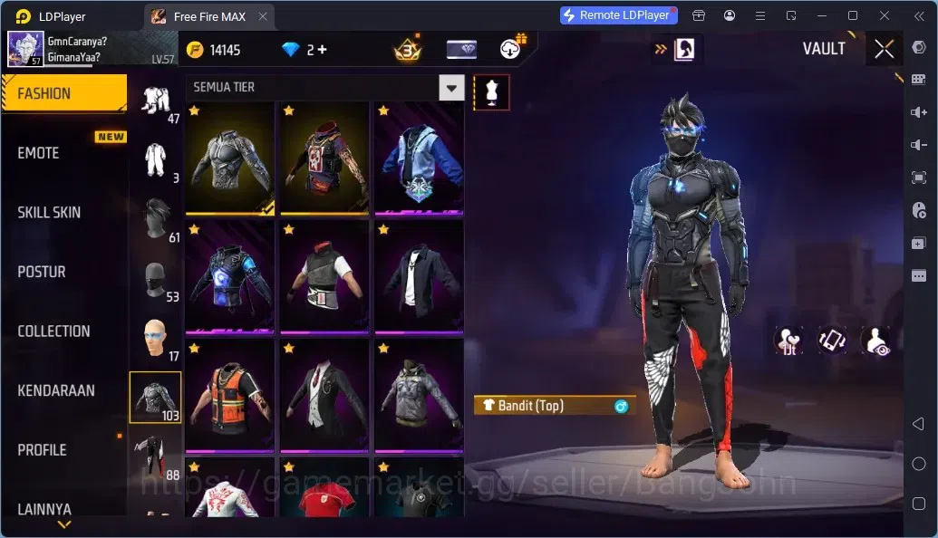 Free Fire Accounts Indonesia | 2 EVO (UMP Lv5, M1014 Lv6)| M1887- Aqua Burst| 2 Bunny Backpack | Naruto Bundle:Jiraiya 11