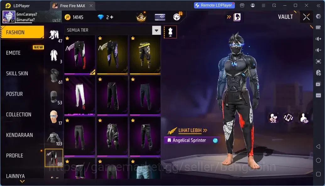 Free Fire Accounts Indonesia | 2 EVO (UMP Lv5, M1014 Lv6)| M1887- Aqua Burst| 2 Bunny Backpack | Naruto Bundle:Jiraiya 12