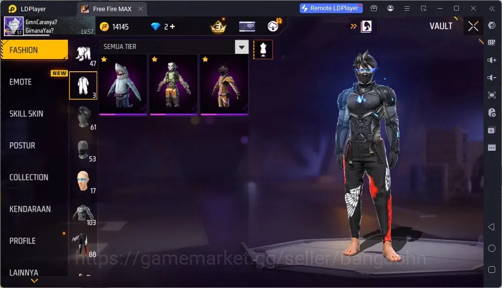 Free Fire Accounts Indonesia | 2 EVO (UMP Lv5, M1014 Lv6)| M1887- Aqua Burst| 2 Bunny Backpack | Naruto Bundle:Jiraiya 7