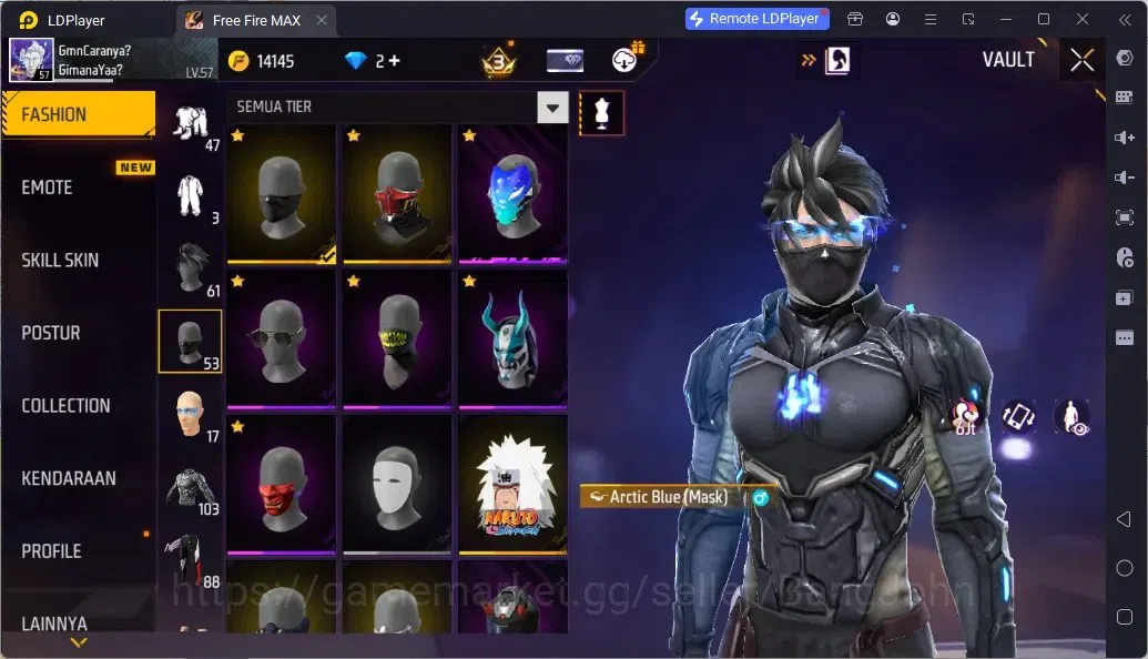 Free Fire Accounts Indonesia | 2 EVO (UMP Lv5, M1014 Lv6)| M1887- Aqua Burst| 2 Bunny Backpack | Naruto Bundle:Jiraiya 9