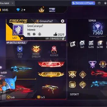 Free Fire Accounts Indonesia | 2 EVO (UMP Lv5, M1014 Lv6)| M1887- Aqua Burst| 2 Bunny Backpack | Naruto Bundle:Jiraiya