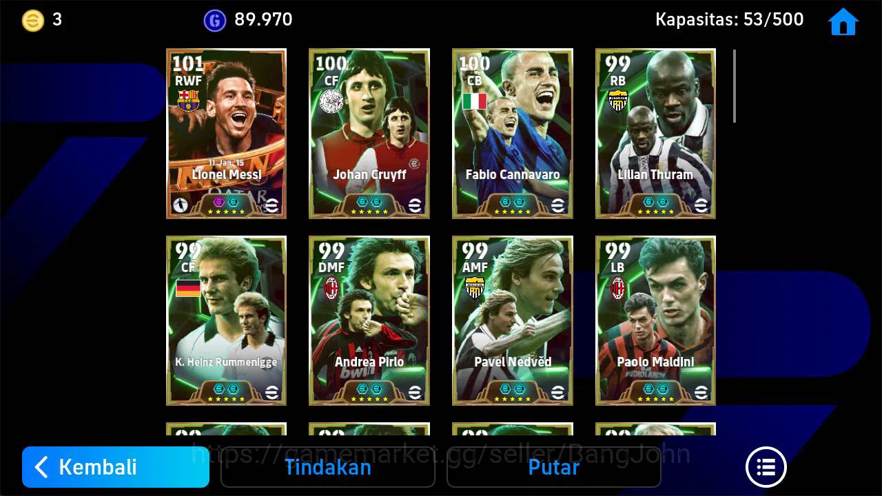 eFootball Accounts Power 3260, messi MSN, J Cruyff epic, thuram epic, image 4
