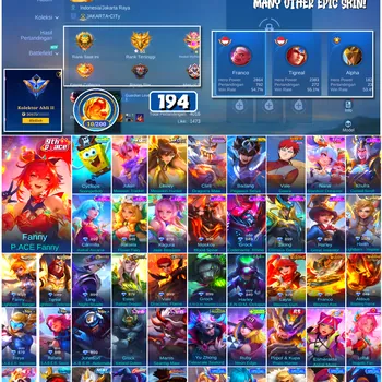 Mobile Legends: Bang Bang Accounts #4720 194 Skins | Fanny P.ACE Fanny (P.ACE) | Badang Pegasus Seiya (SAINT SEIYA