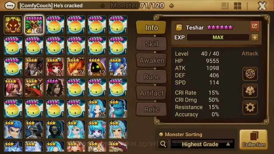 Summoners War: Sky Arena Accounts Starter GLOBAL | NB 5 TESHAR,Starter Gacha 115 12Y+160 11Y Scrool, 3 Legendary All 2