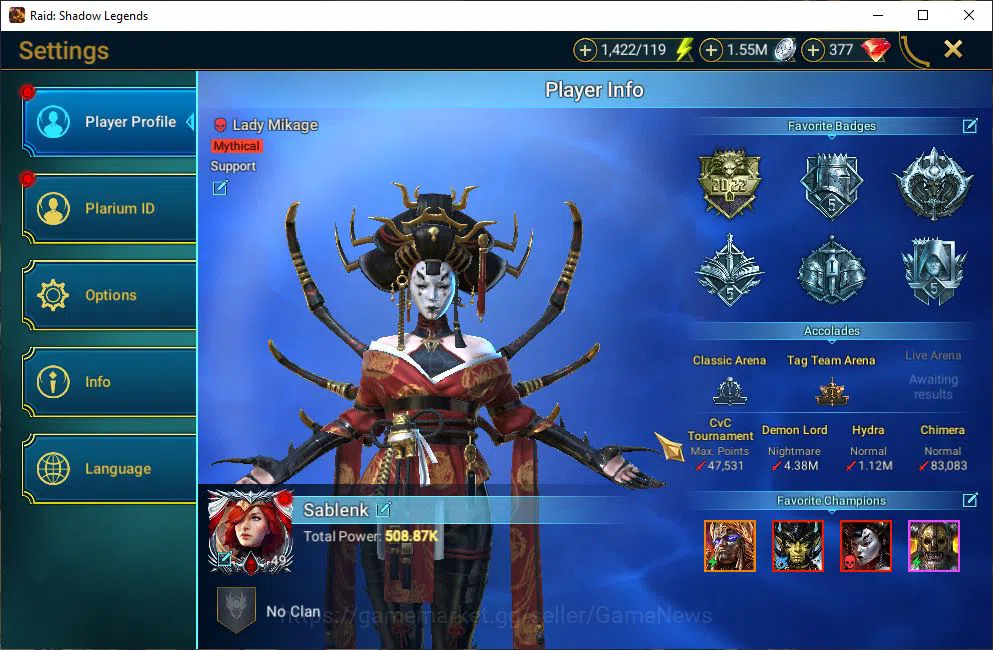 Raid: Shadow Legends Accounts Lv49 508K Power|2 Mythical (Lady Mikage,Aphidus)|1 image 2