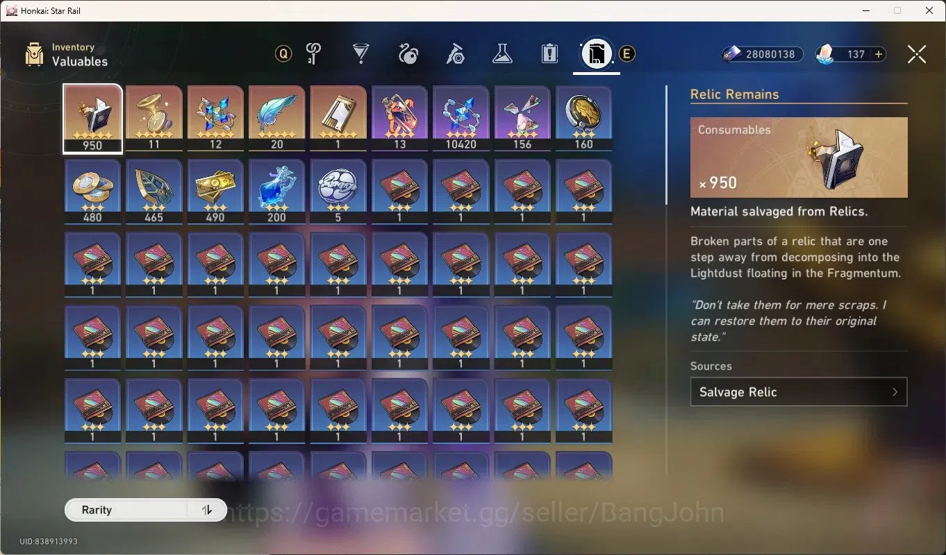Honkai Star Rail Accounts Others ASIA|TL 65|5 Limited [Yao Guang Eidolons 6],Acheron,Yunli,Blade,Seele|Mc 12