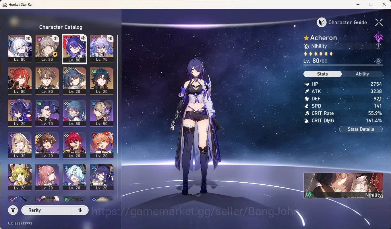 Honkai Star Rail Accounts Others ASIA|TL 65|5 Limited [Yao Guang Eidolons 6],Acheron,Yunli,Blade,Seele|Mc 2