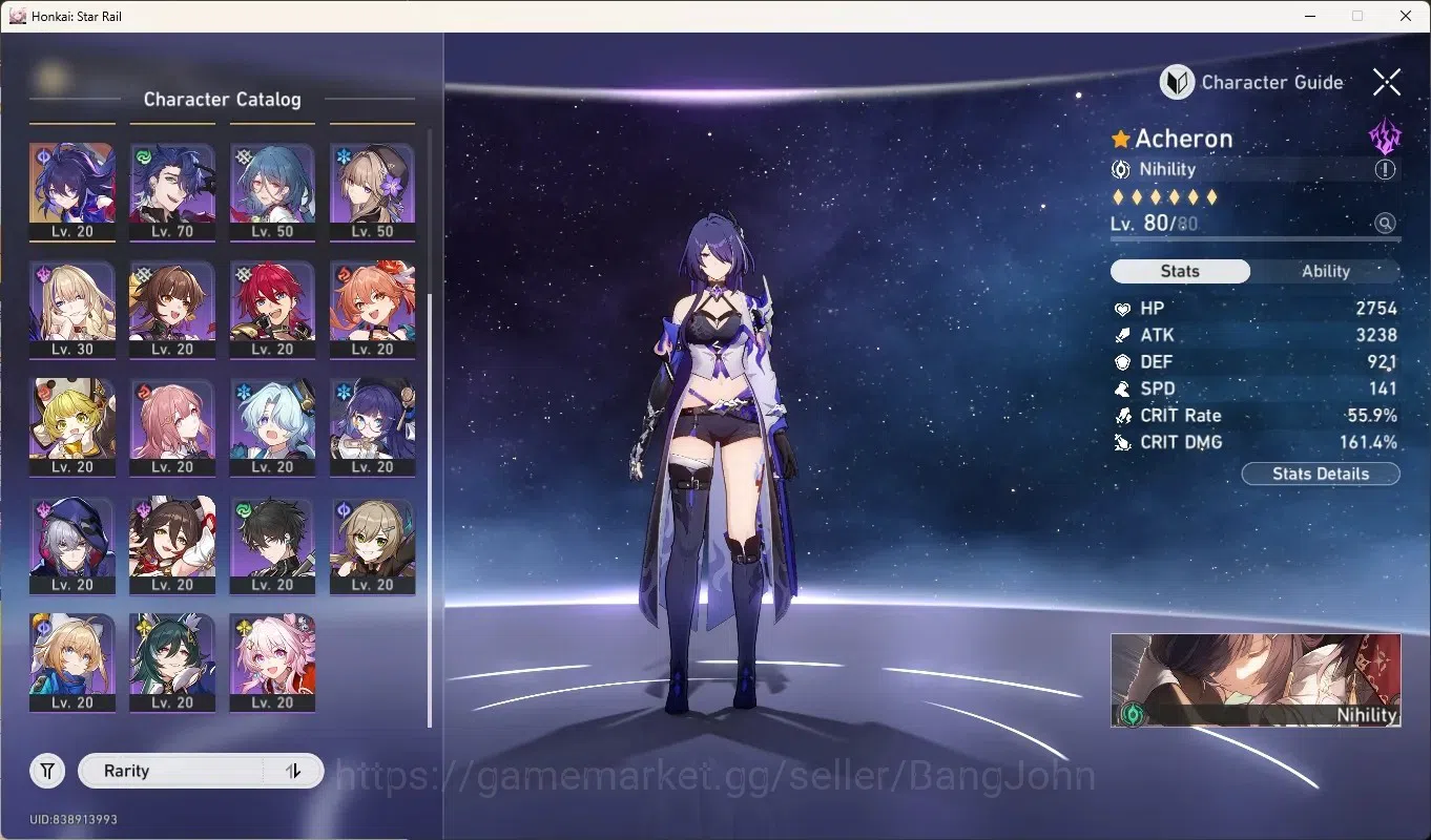 Honkai Star Rail Accounts Others ASIA|TL 65|5 Limited [Yao Guang Eidolons 6],Acheron,Yunli,Blade,Seele|Mc 3