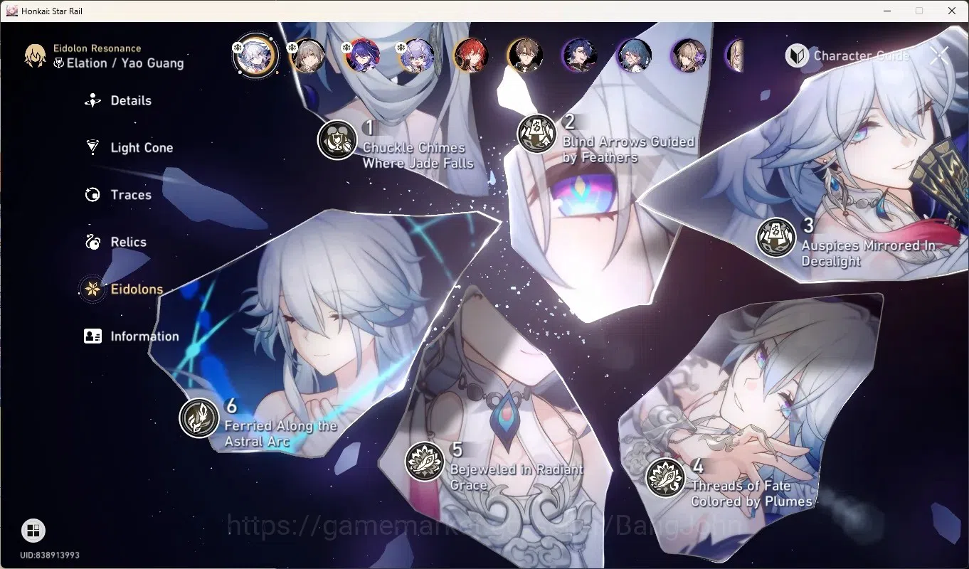 Honkai Star Rail Accounts Others ASIA|TL 65|5 Limited [Yao Guang Eidolons 6],Acheron,Yunli,Blade,Seele|Mc 4