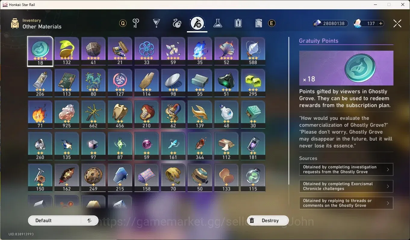 Honkai Star Rail Accounts Others ASIA|TL 65|5 Limited [Yao Guang Eidolons 6],Acheron,Yunli,Blade,Seele|Mc 9