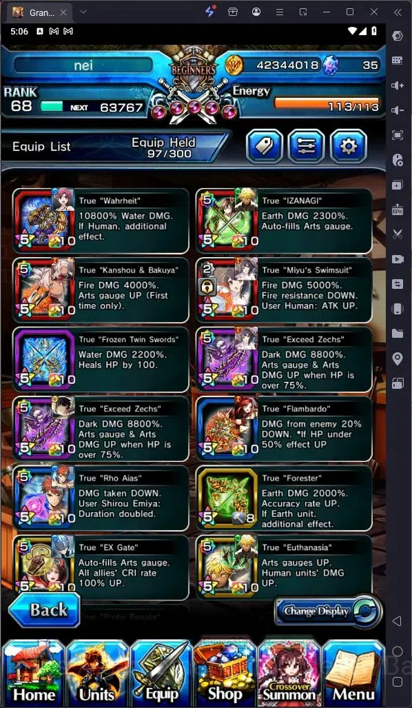 Grand Summoners Accounts Global|Rank 68|Houka Inumuta Lv93 TW,Summer Miyu L image 10