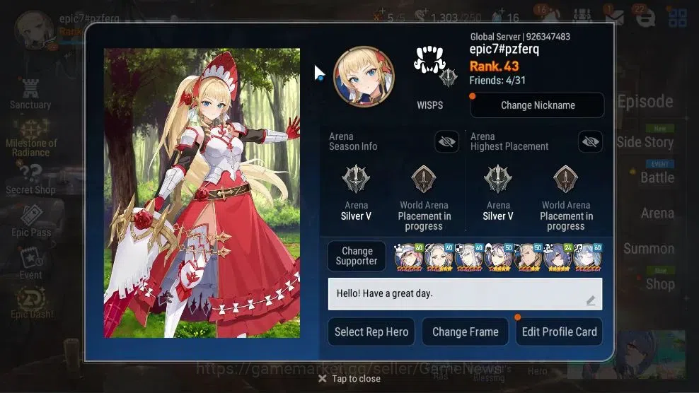Epic Seven Accounts High-End GLOBAL UnVerif|8 ML(SN Yulha,EIlynav,Sage Ball&Sezan,DCorvus,etc)+Ab Fumyr,Setsuka,etc|PoH 2