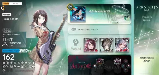 Arknights Accounts High-End Lv 66|162 Op+11 Outfits|26,3K Orun|4 Limited+Collab AVE| Sakiko Togawa, Muelsyse, ETNC, STR 1