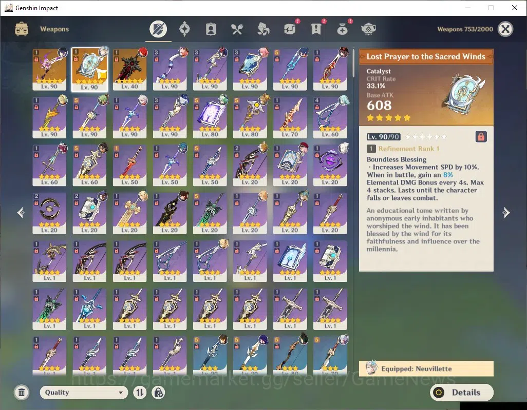 Genshin Impact Accounts ASIA|AR 50|10 Limited + 3 (*5Weapon)|Neuvil,Furina image 17