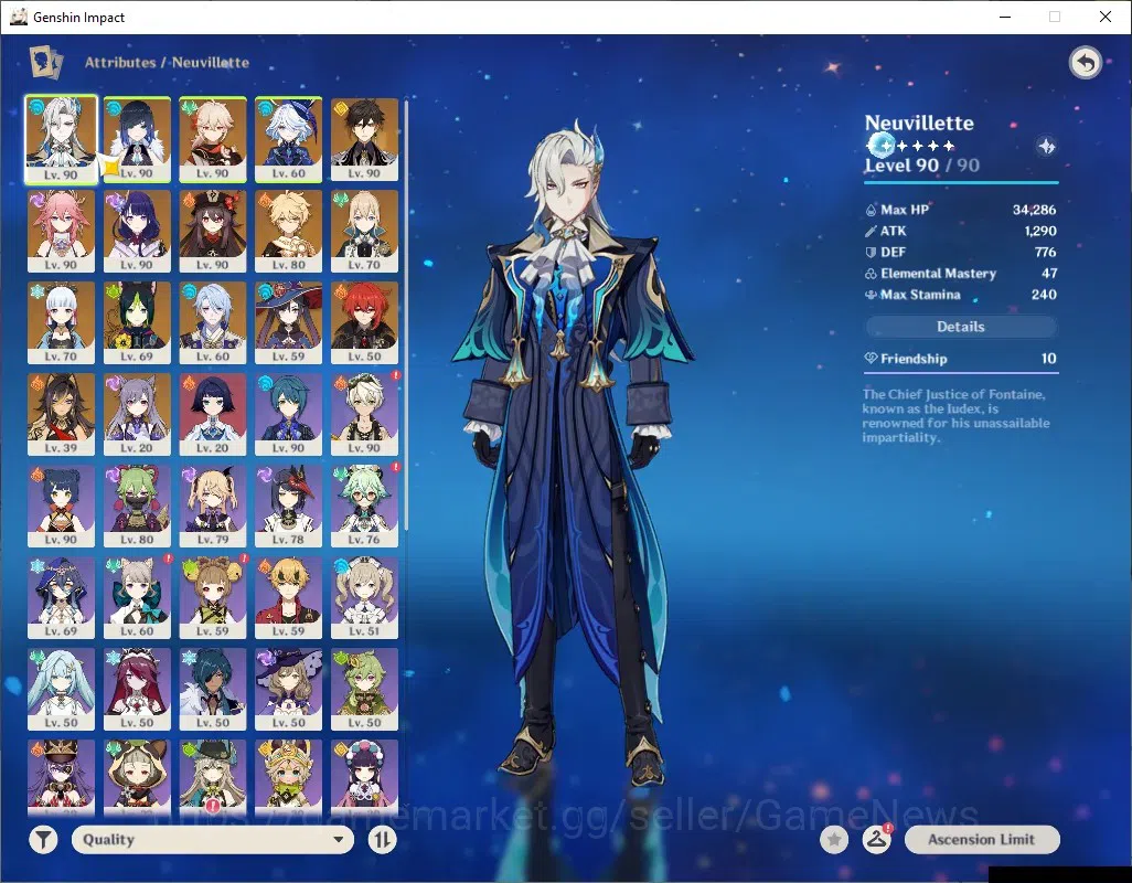 Genshin Impact Accounts ASIA|AR 50|10 Limited + 3 (*5Weapon)|Neuvil,Furina image 4