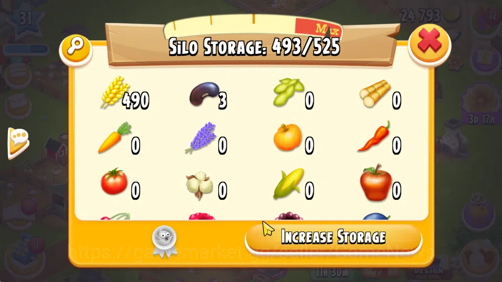 Hay Day Accounts Lvl 33 | Barn Storage 1050 - Silo Storage 525 | 24 image 12