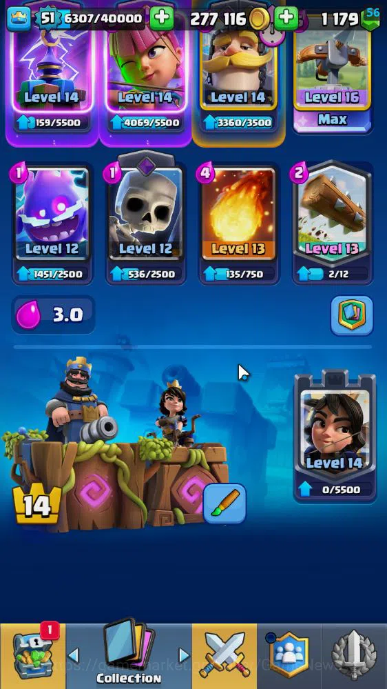 Clash Royale Accounts Lv 51|Trophy 9092|KTL 14|Limited Skin|Card 121|Wil image 3