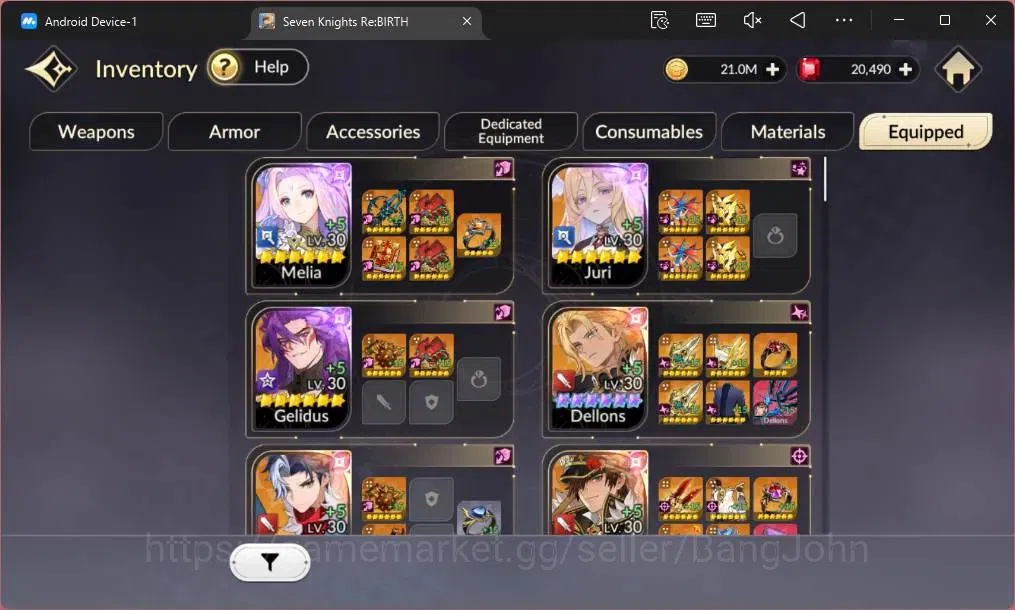 Seven Knights Re:Birth Accounts Global|3 EX7(Fai,Juri,Gelidus)|8 TC6 Dellons,Ryan, image 12