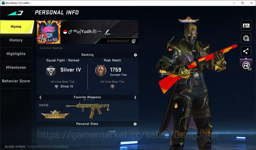 Blood Strike Accounts ASIA LV50 SILVER LIMIT MP155 RPK AR97 MP7 SDS COLL image 1