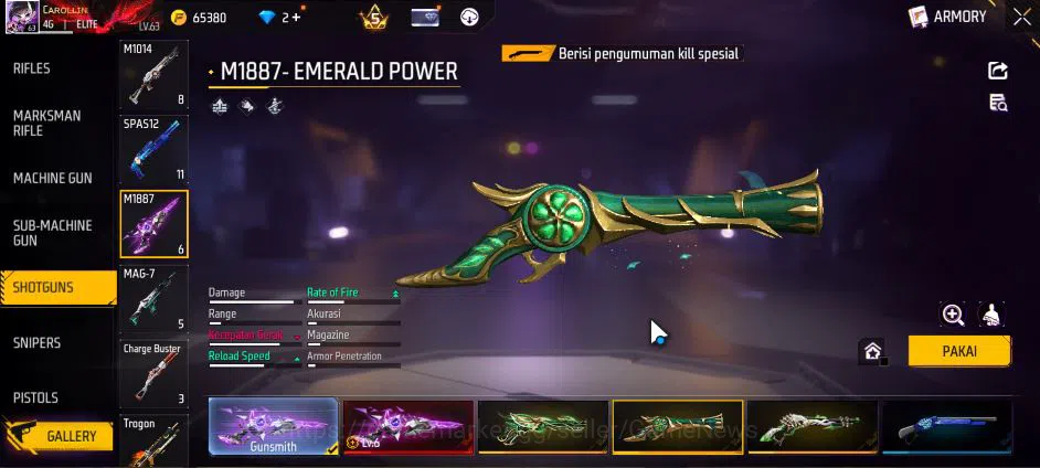 Free Fire Accounts Indonesia|M1887 Sterling C Lv6,Hand Of H,Emerald P image 15