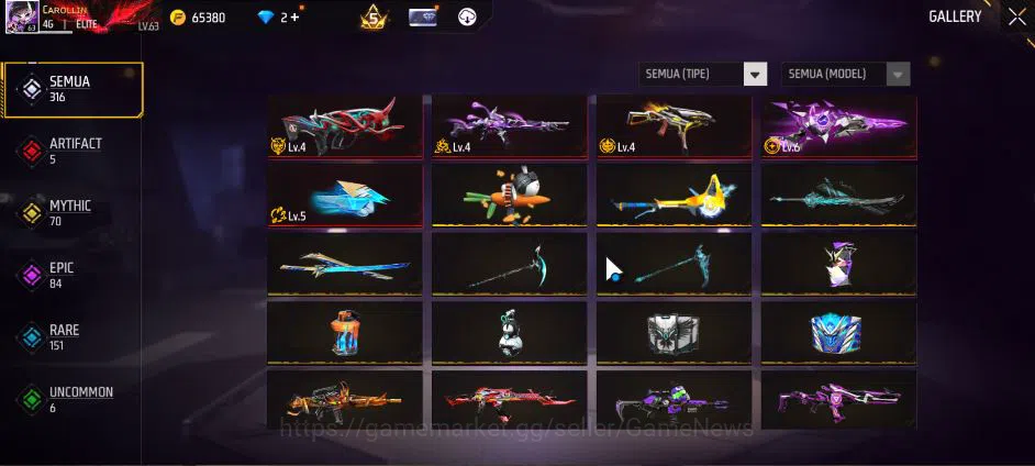 Free Fire Accounts Indonesia|M1887 Sterling C Lv6,Hand Of H,Emerald P image 18