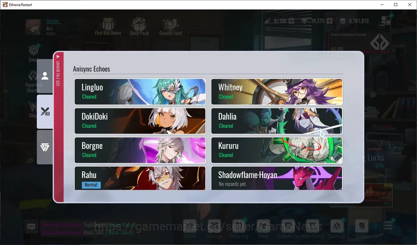Etheria: Restart Accounts Mid‑Tier GLOBAL-S25|Lvl 35|19K Cryst|20 SSR|[Lian,Plume,Kloss,Lingluo,Raymerry,Areal,Xiada,Etc]|1 11