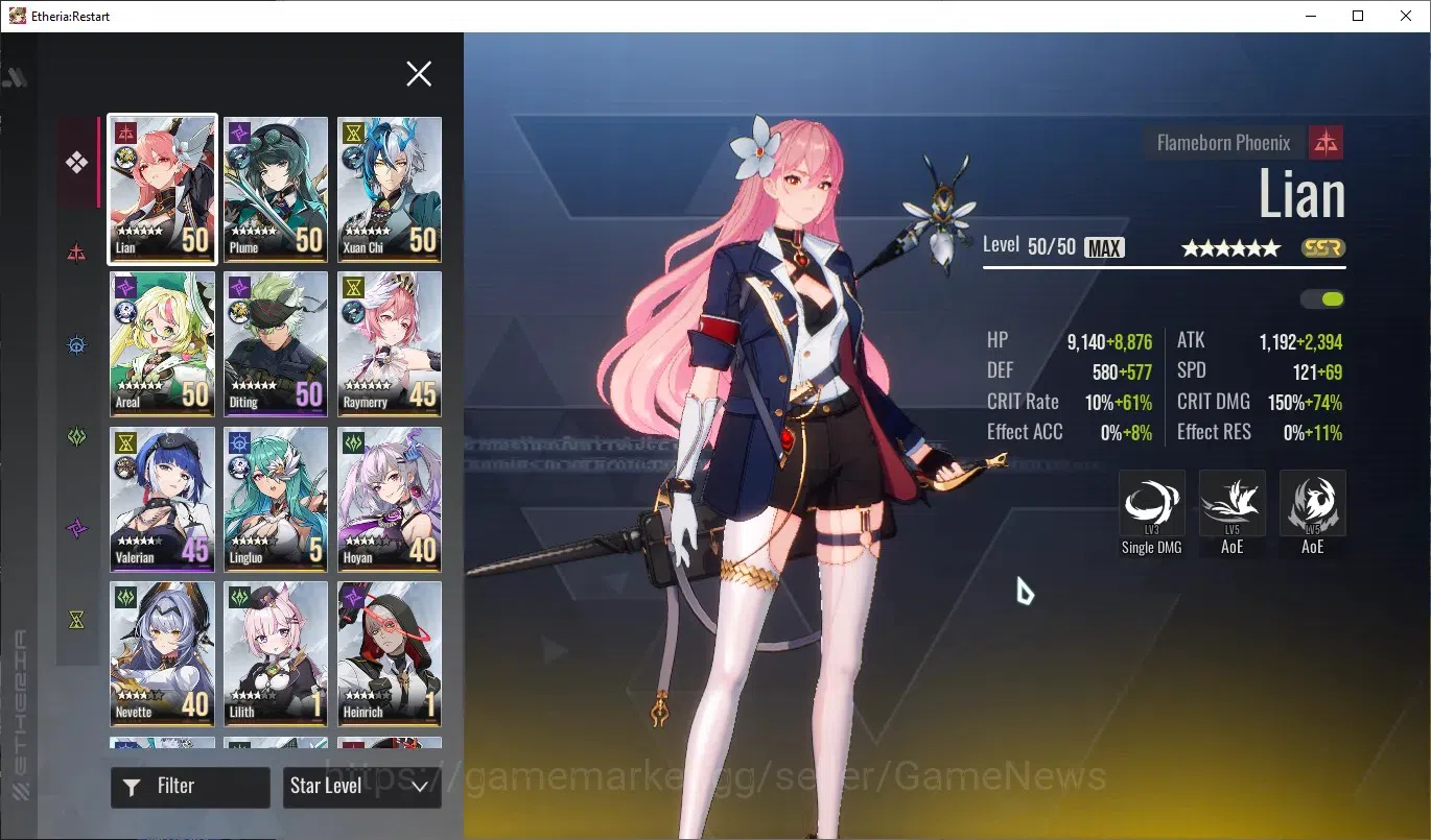 Etheria: Restart Accounts Mid‑Tier GLOBAL-S25|Lvl 35|19K Cryst|20 SSR|[Lian,Plume,Kloss,Lingluo,Raymerry,Areal,Xiada,Etc]|1 2