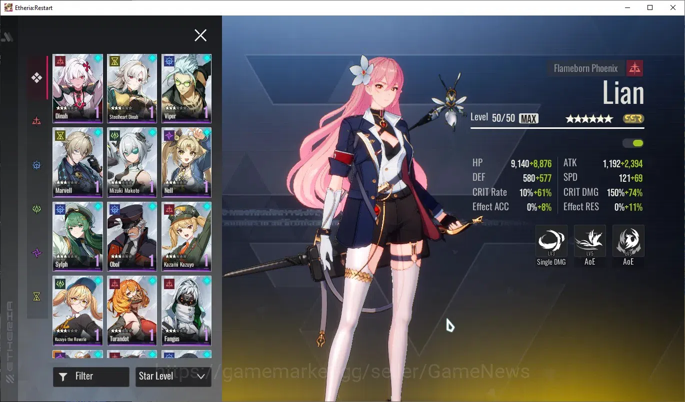 Etheria: Restart Accounts Mid‑Tier GLOBAL-S25|Lvl 35|19K Cryst|20 SSR|[Lian,Plume,Kloss,Lingluo,Raymerry,Areal,Xiada,Etc]|1 6